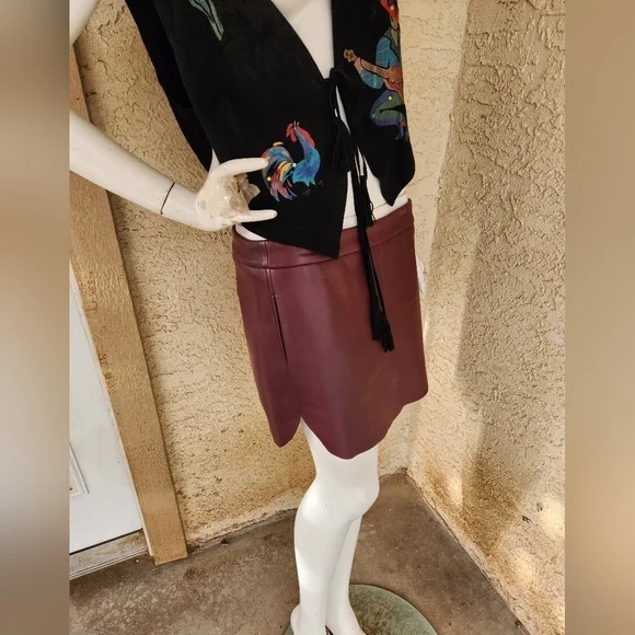 Char 70sLeather Vest Handpainted‎ Southwestern